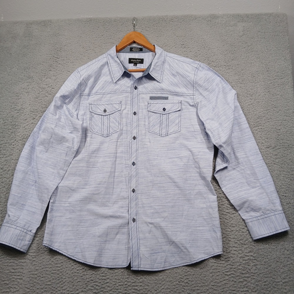 Eighty Eight Platinum Men's XXL‎ White Blue Textured Western Button Shirt